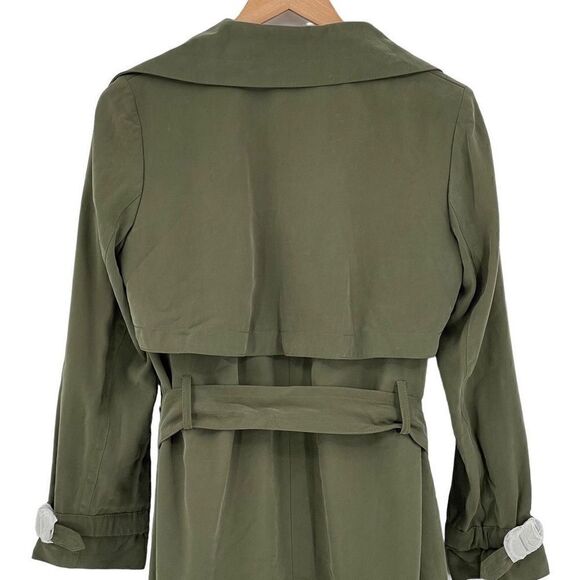 Club Monaco Elima Trench Coat Belted Soft Relaxed Fit Women Small Olive Green - Picture 8 of 11